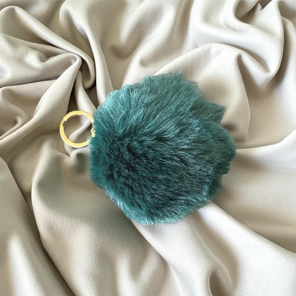 Accessories - Teal Faux Fur Pom Pom Keychain